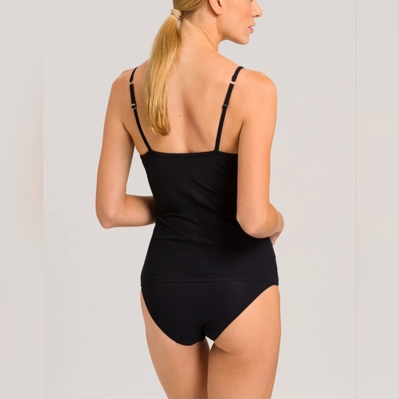 Hanro  Allure Built In Bra Camisole Top Womens Sz 38D Black Nwt - Picture 2 of 8